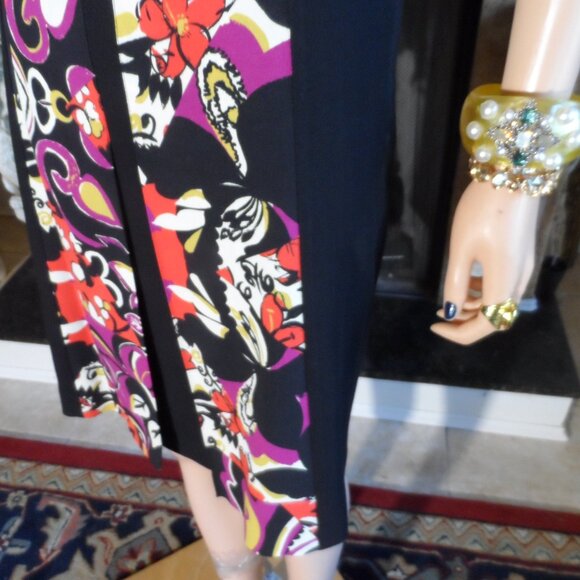 Etro Black Sheath Dress with Multicolor Floral Print Panels – IT 44 / US 8 - Picture 11 of 16